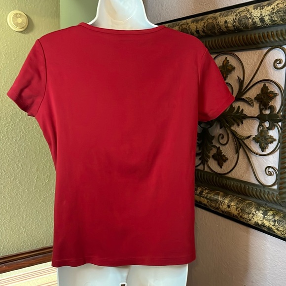 PENDLETON ROUND-UP tee-Cotton red short sleeve logo V-Neckline Sz L - Picture 5 of 12